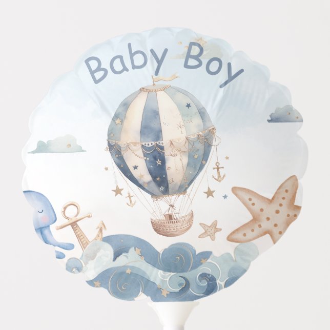 Hot Air Balloon Nautical Boy Baby Shower (Front)