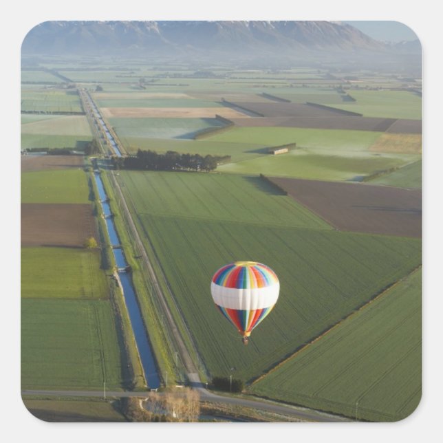 Hot-air Balloon, near Methven, Canterbury Square Sticker (Front)