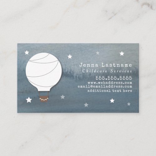 Hot Air Balloon Night Babysitter Childcare Nanny Business Card