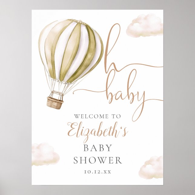 Hot Air Balloon Oh Baby Shower Welcome Sign (Front)