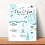 Hot Air Balloon Onederful 1st Birthday Milestone Poster at Zazzle