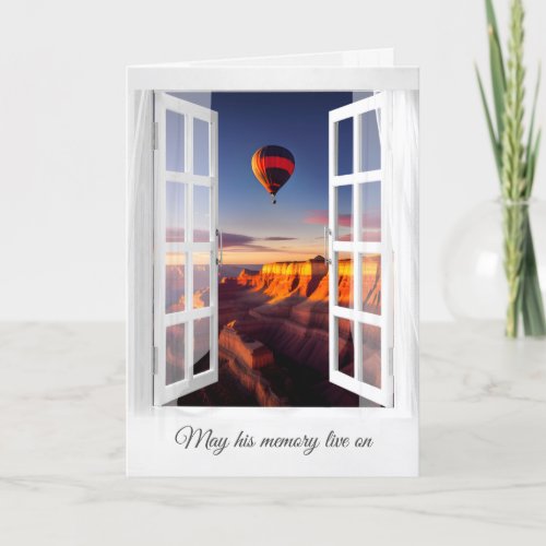 Hot Air Balloon Over Grand Canyon in Window  Card