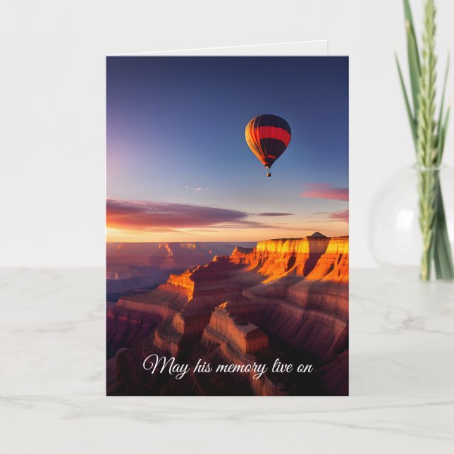 Hot Air Balloon Over Grand Canyon Sympathy Card (Front)