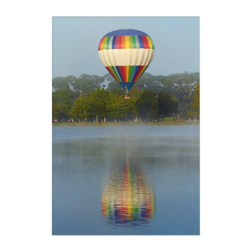 Hot Air Balloon Over River Acrylic Print
