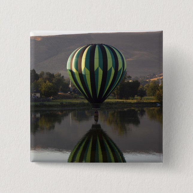 Hot air balloon over the Yakima River Pinback Button (Front)