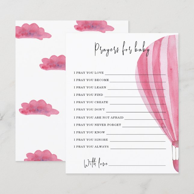Hot air balloon Party game | prayers for baby (Front/Back)