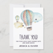 Hot Air Balloon Party in Blue Thank You Card (Front)