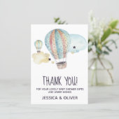 Hot Air Balloon Party in Blue Thank You Card (Standing Front)