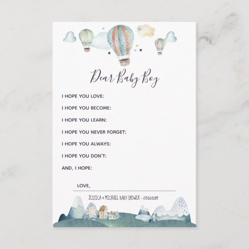 Hot Air Balloon Party Wishes for Baby Advice Card