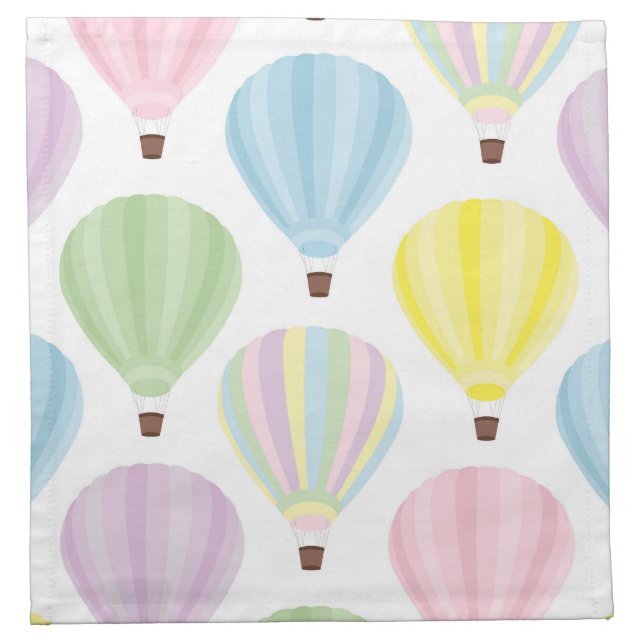 Hot Air Balloon Pastel Pattern Cloth Napkin (Front)
