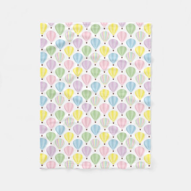 Hot Air Balloon Pastel Pattern Fleece Blanket (Front)
