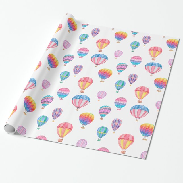 Hot Air Balloon Pattern Wrapping Paper (Unrolled)