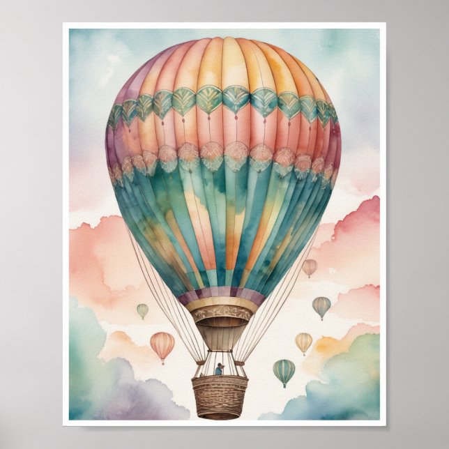 Hot air balloon patterns vibrant colors Wall Art (Front)