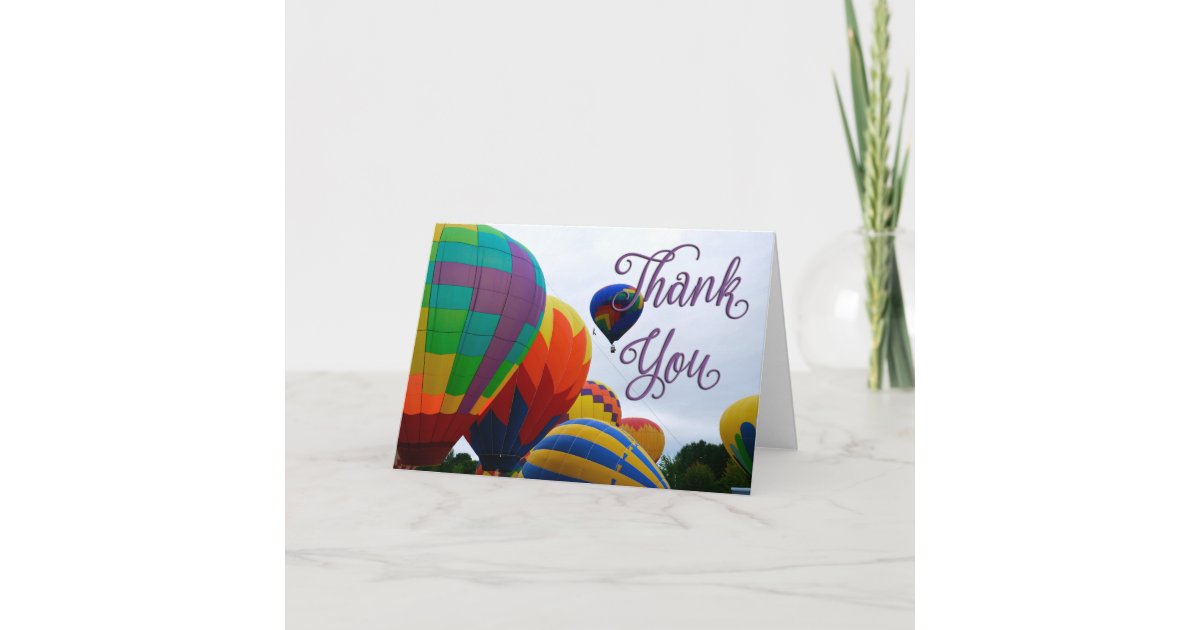 Hot Air Balloon Photo Thank You Card | Zazzle