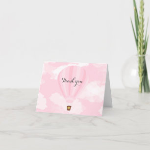 Hot Air Balloon Pink Baby Shower Thank You Card