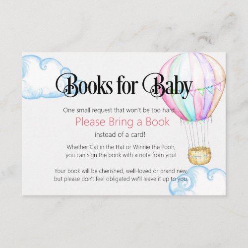 Hot Air Balloon Pink Books for Baby Card