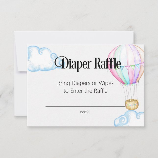 Hot Air Balloon Pink Diaper Raffle Card  (Front)