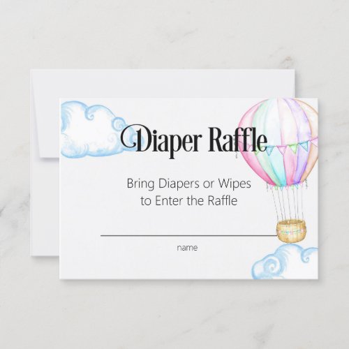 Hot Air Balloon Pink Diaper Raffle Card 