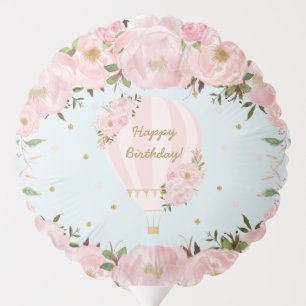 Hot Air Balloon Pink Floral Birthday Balloon
