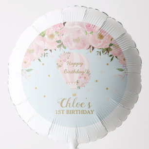 Hot Air Balloon Pink Floral Birthday Balloon