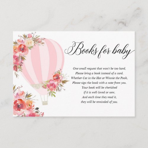 Hot air balloon pink floral book instead of card