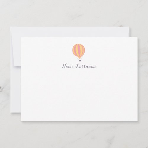 Hot Air Balloon Pink Yellow Custom Stationery Note Card