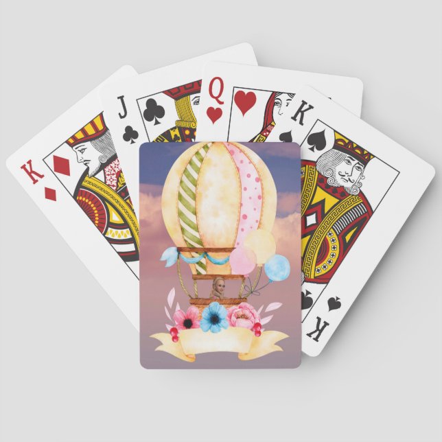 Hot Air Balloon Playing Cards with Blonde  (Back)