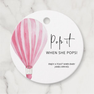 Hot air Balloon Pop it When she pops Favor Tags