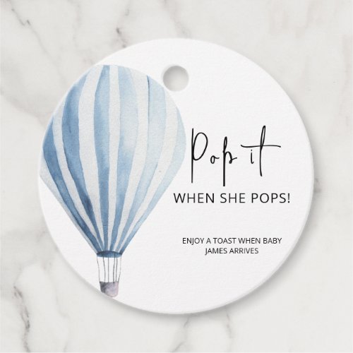 Hot air Balloon Pop it When she pops Favor Tags