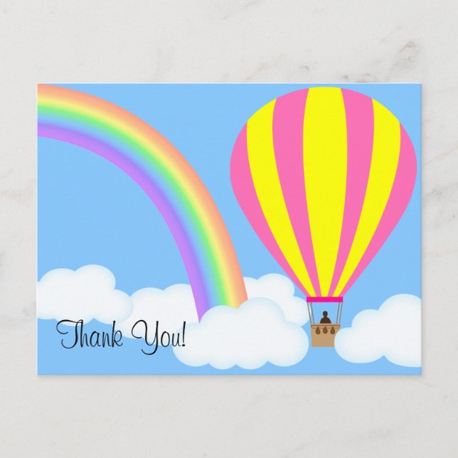 Hot Air Balloon Postcard - Blue Background (Front)
