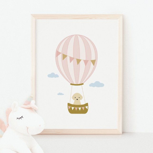 Hot Air Balloon Puppy Nursery & Kids Room Poster (Creator Uploaded)