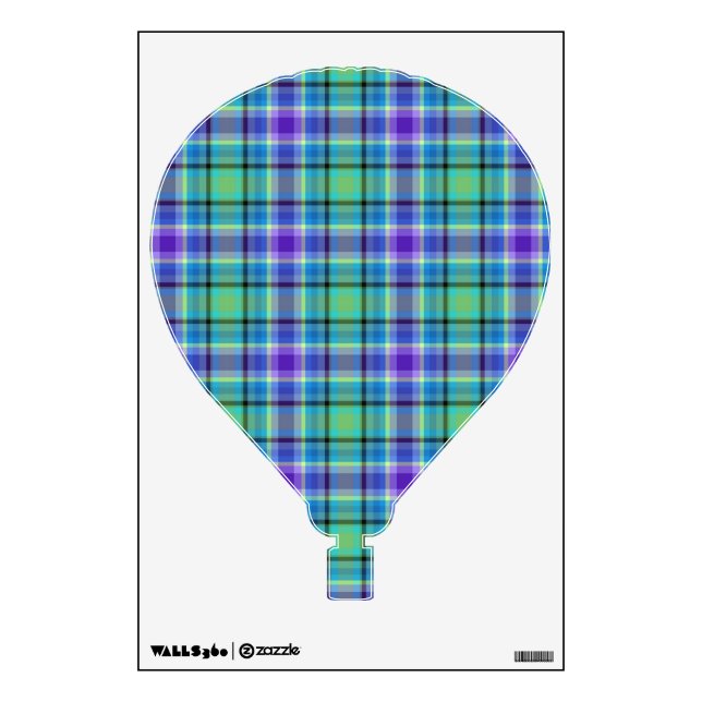 Hot Air Balloon - Purples and greens plaids Wall Decal (Front)