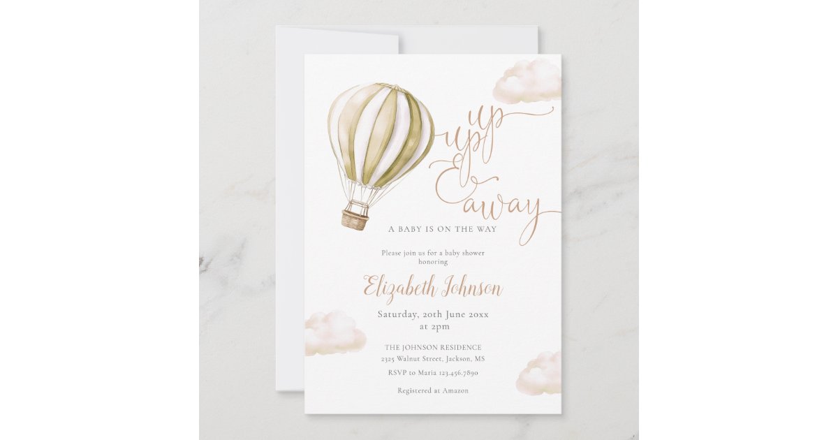 Hot Air Balloon QR Code Photo Baby Shower Invitation | Zazzle