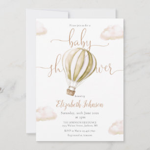 Hot Air Balloon QR Code Photo Baby Shower Invitation