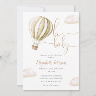 Hot Air Balloon QR Code Photo Baby Shower Invitation