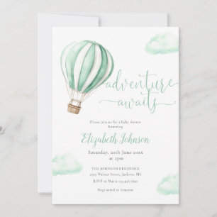 Hot Air Balloon QR Code Photo Baby Shower Invitation