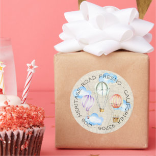 Hot Air Balloon Return Address Classic Round Sticker