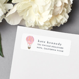 Hot Air Balloon Return Address Label | Pink