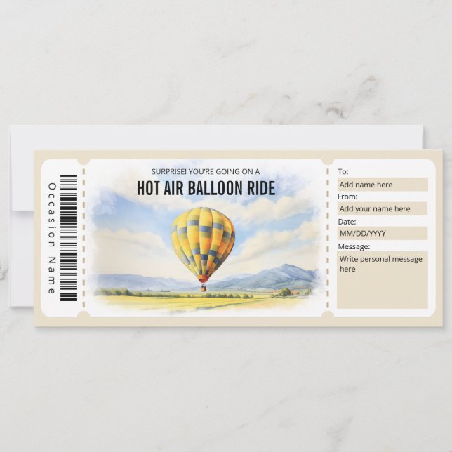 Hot Air Balloon Ride Gift Certificate Template (Front)