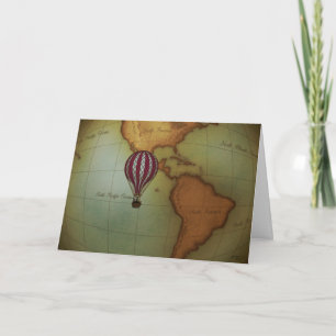 Hot Air Balloon Ride Over Western Hemisphere Map Card