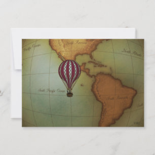 Hot Air Balloon Ride Over Western Hemisphere Map Note Card