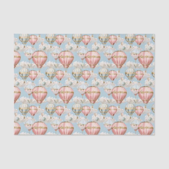 Hot Air Balloon Romantic Pattern Decoupage Tissue Paper (Front)