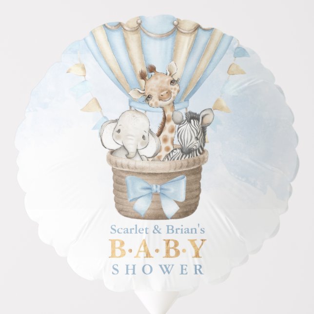 Hot Air Balloon Safari Animals Baby Shower Balloon (Front)