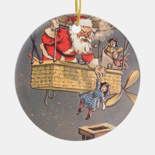 Hot Air Balloon Santa Claus Vintage Ornament