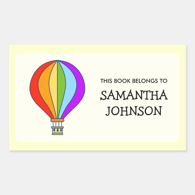 Hot air balloon school book label stickers (Front)