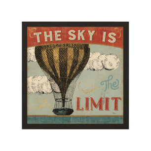 Hot Air Balloon Sky Is The Limit Quote Wood Wall Art