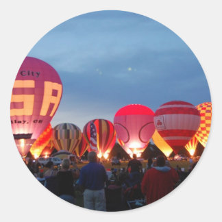 hot air balloon skyline classic round sticker