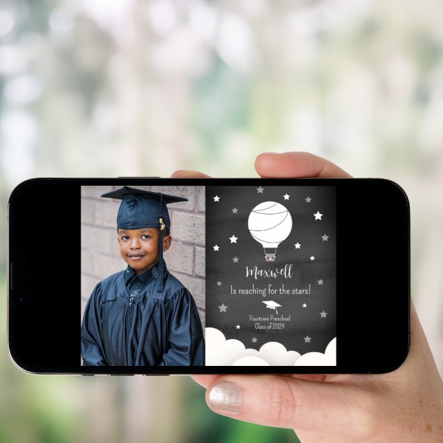 Hot Air Balloon Star Graduation Photo Announcement (Front Digital)