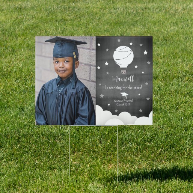 Hot Air Balloon Star Graduation Photo Announcement Sign (Insitu)