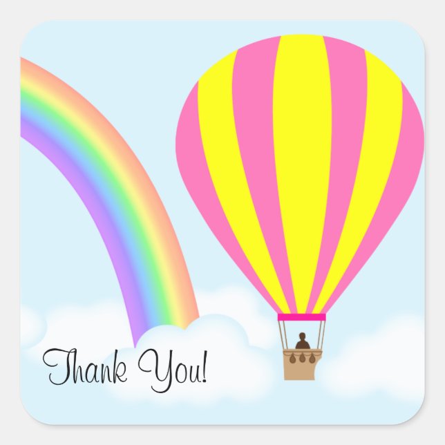 Hot Air Balloon Sticker - Light Blue Background (Front)